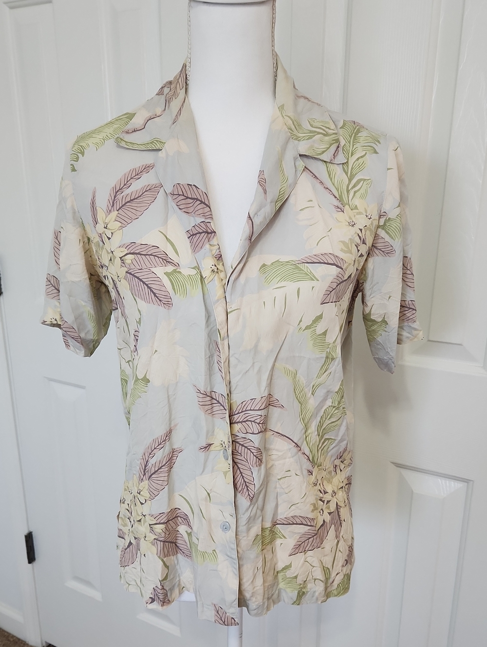 Vintage Tropical Hawaiian Button Down Shirt M/L Pastel